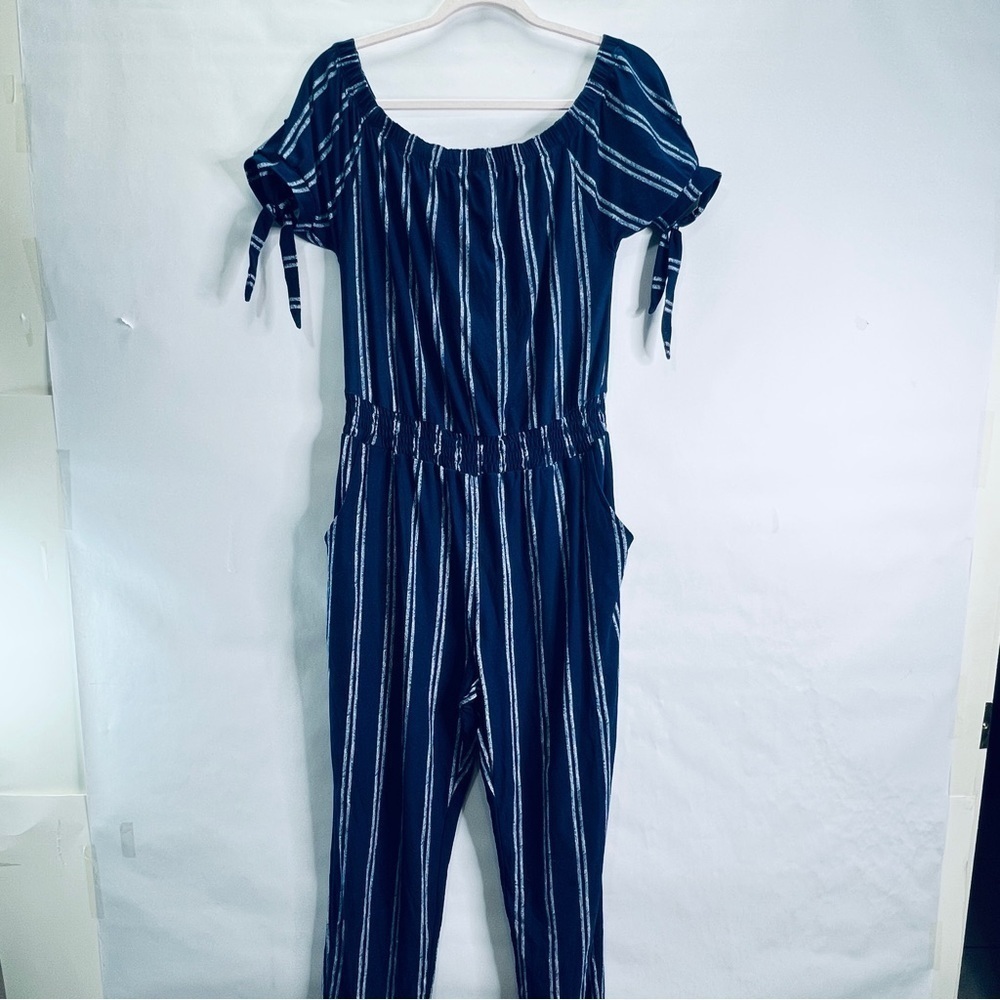 BLUE Pinstripe Romper L